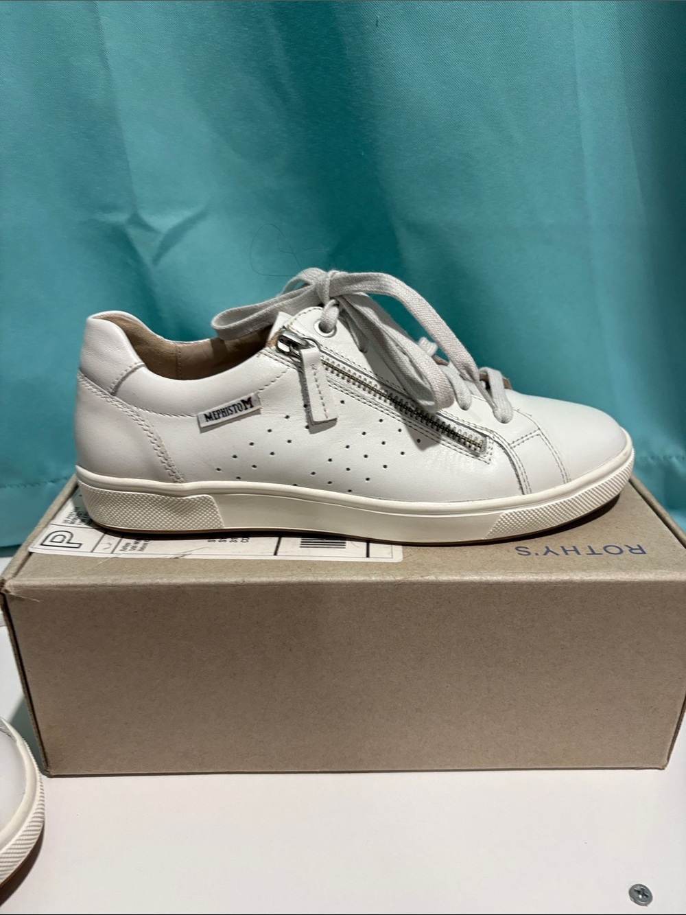 Mephisto White Leather Nikita Zip-Accent Sneaker 6
